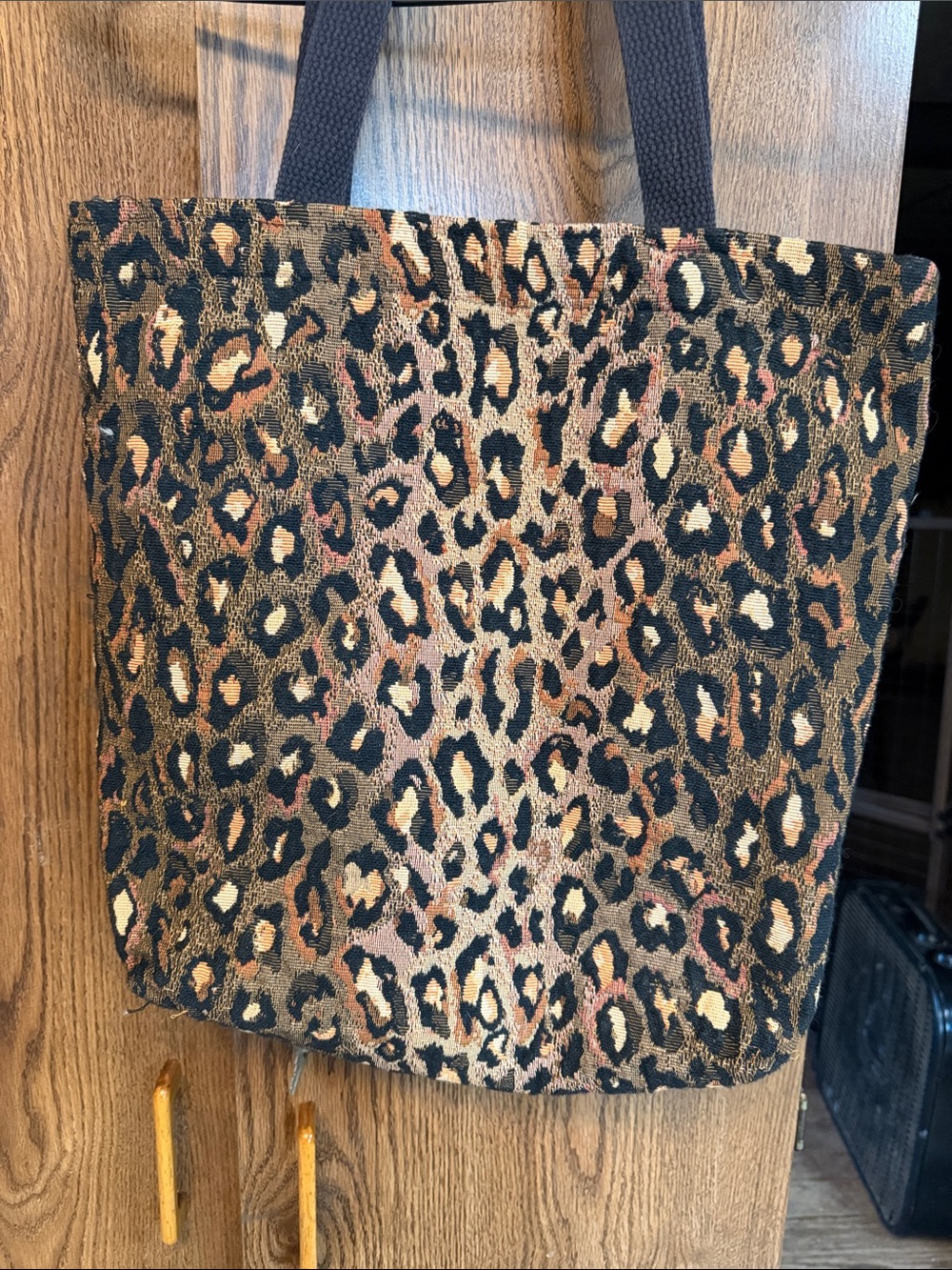 Leopard Print Tote Bag - Brown/Black Casual Carryall